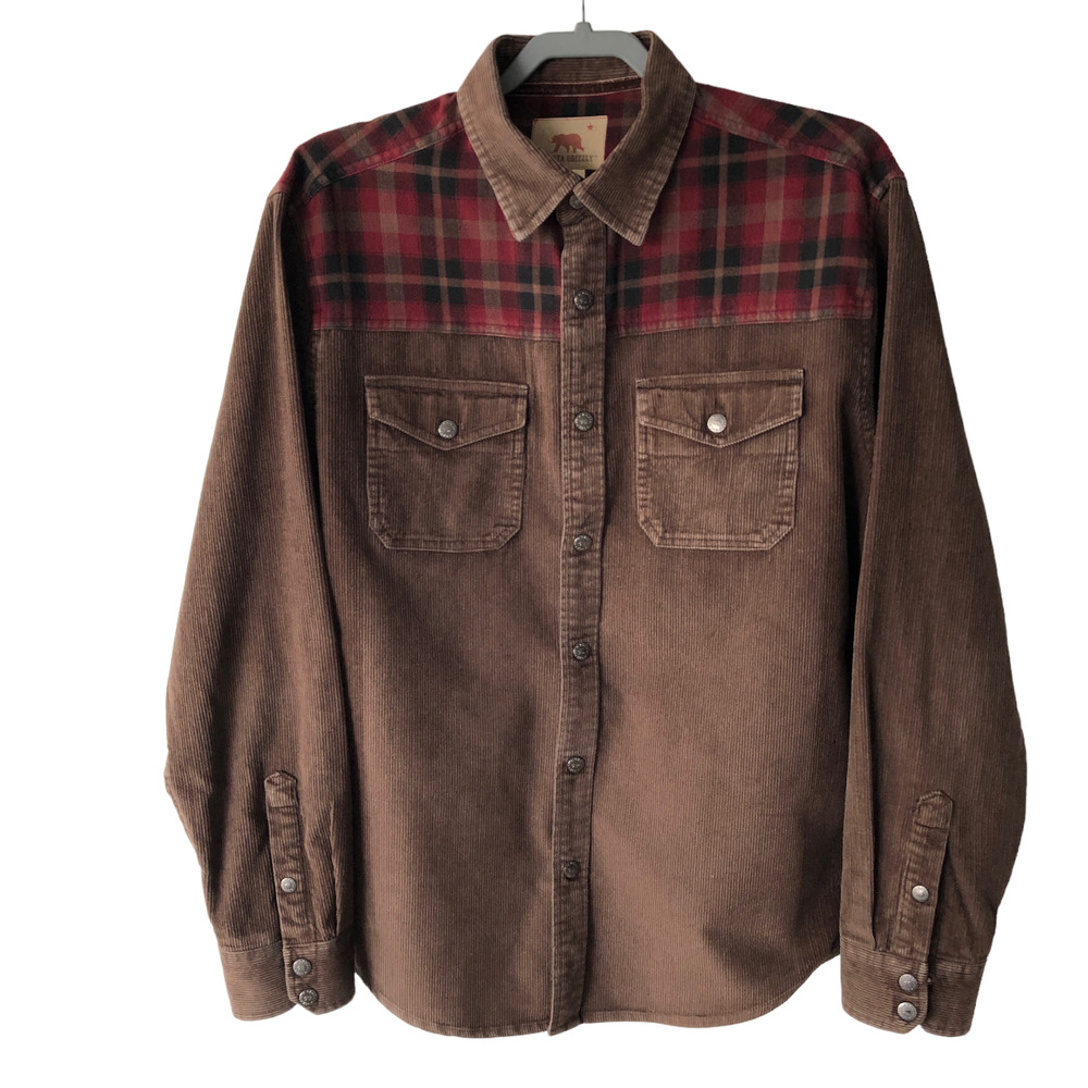 Dakota Grizzly Corduroy Flannel Shirt Jacket Mens L Snap Front